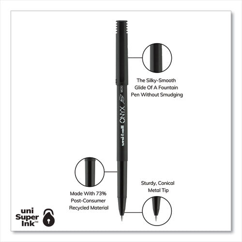 uni-ball® wholesale. UNIBALL Onyx Stick Roller Ball Pen, Micro 0.5 Mm, Blue Ink, Black Matte Barrel, Dozen. HSD Wholesale: Janitorial Supplies, Breakroom Supplies, Office Supplies.