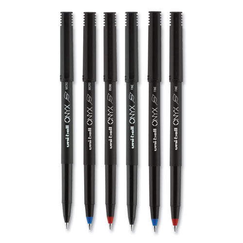 uni-ball® wholesale. UNIBALL Onyx Stick Roller Ball Pen, Micro 0.5 Mm, Red Ink, Black Matte Barrel, Dozen. HSD Wholesale: Janitorial Supplies, Breakroom Supplies, Office Supplies.