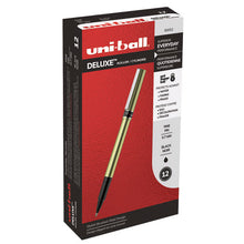 Load image into Gallery viewer, uni-ball® wholesale. UNIBALL Deluxe Stick Roller Ball Pen, Fine 0.7 Mm, Black Ink, Champagne Barrel, Dozen. HSD Wholesale: Janitorial Supplies, Breakroom Supplies, Office Supplies.