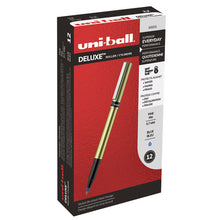 Load image into Gallery viewer, uni-ball® wholesale. UNIBALL Deluxe Stick Roller Ball Pen, Fine 0.7 Mm, Blue Ink, Champagne Barrel, Dozen. HSD Wholesale: Janitorial Supplies, Breakroom Supplies, Office Supplies.