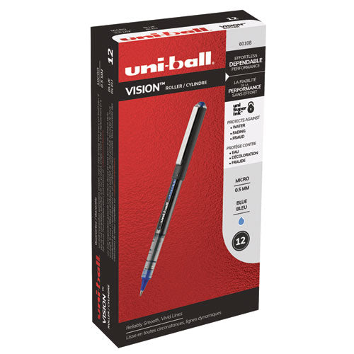 uni-ball® wholesale. UNIBALL Vision Stick Roller Ball Pen, Micro 0.5 Mm, Blue Ink, Blue-gray Barrel, Dozen. HSD Wholesale: Janitorial Supplies, Breakroom Supplies, Office Supplies.