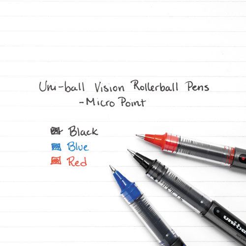 uni-ball® wholesale. UNIBALL Vision Stick Roller Ball Pen, Micro 0.5 Mm, Red Ink, Gray-red Barrel, Dozen. HSD Wholesale: Janitorial Supplies, Breakroom Supplies, Office Supplies.