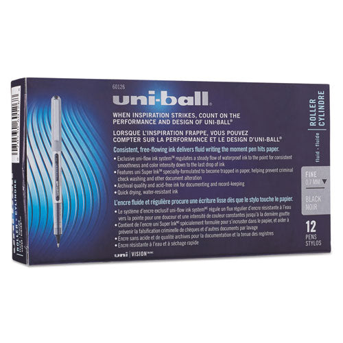 uni-ball® wholesale. UNIBALL Vision Stick Roller Ball Pen, Fine 0.7 Mm, Black Ink, Black-gray Barrel, Dozen. HSD Wholesale: Janitorial Supplies, Breakroom Supplies, Office Supplies.