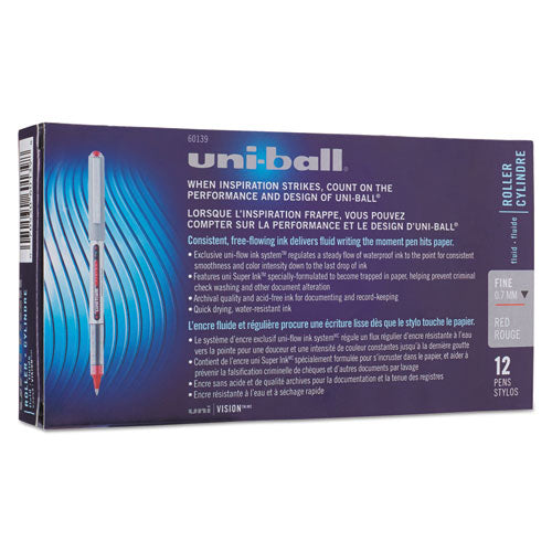 uni-ball® wholesale. UNIBALL Vision Stick Roller Ball Pen, Fine 0.7 Mm, Red Ink, Gray-red Barrel, Dozen. HSD Wholesale: Janitorial Supplies, Breakroom Supplies, Office Supplies.