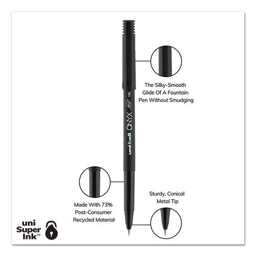 uni-ball® wholesale. UNIBALL Onyx Stick Roller Ball Pen, Fine 0.7 Mm, Black Ink, Black Matte Barrel, Dozen. HSD Wholesale: Janitorial Supplies, Breakroom Supplies, Office Supplies.