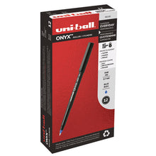 Load image into Gallery viewer, uni-ball® wholesale. UNIBALL Onyx Stick Roller Ball Pen, Fine 0.7 Mm, Blue Ink, Black Matte Barrel, Dozen. HSD Wholesale: Janitorial Supplies, Breakroom Supplies, Office Supplies.