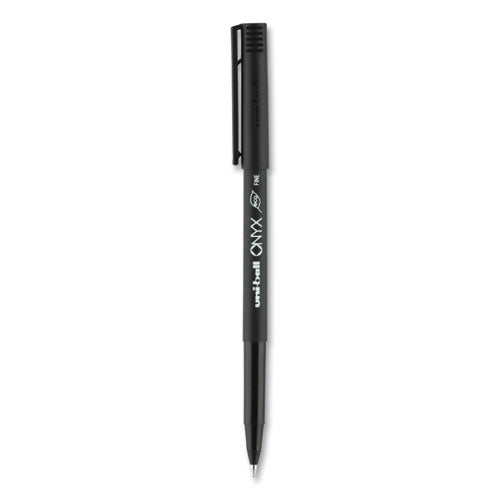uni-ball® wholesale. UNIBALL Onyx Stick Roller Ball Pen, Fine 0.7 Mm, Blue Ink, Black Matte Barrel, Dozen. HSD Wholesale: Janitorial Supplies, Breakroom Supplies, Office Supplies.