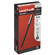 uni-ball® wholesale. UNIBALL Stick Roller Ball Pen, Micro 0.5 Mm, Black Ink, Black Matte Barrel, Dozen. HSD Wholesale: Janitorial Supplies, Breakroom Supplies, Office Supplies.