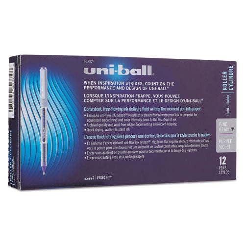 uni-ball® wholesale. UNIBALL Vision Stick Roller Ball Pen, Fine 0.7 Mm, Majestic Purple Ink, Gray Barrel, Dozen. HSD Wholesale: Janitorial Supplies, Breakroom Supplies, Office Supplies.