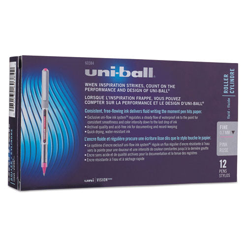 uni-ball® wholesale. UNIBALL Vision Stick Roller Ball Pen, Fine 0.7 Mm, Passion Pink Ink, Gray Barrel, Dozen. HSD Wholesale: Janitorial Supplies, Breakroom Supplies, Office Supplies.