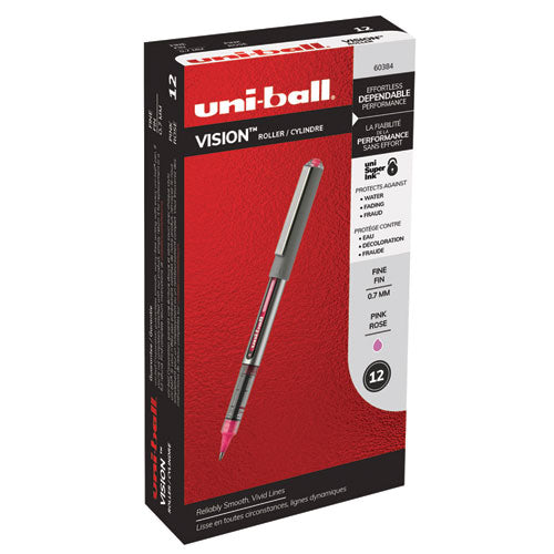 uni-ball® wholesale. UNIBALL Vision Stick Roller Ball Pen, Fine 0.7 Mm, Passion Pink Ink, Gray Barrel, Dozen. HSD Wholesale: Janitorial Supplies, Breakroom Supplies, Office Supplies.