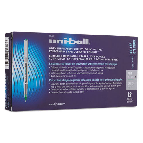 uni-ball® wholesale. UNIBALL Vision Stick Roller Ball Pen, Fine 0.7 Mm, Evergreen Ink, Gray Barrel, Dozen. HSD Wholesale: Janitorial Supplies, Breakroom Supplies, Office Supplies.