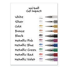 Load image into Gallery viewer, uni-ball® wholesale. UNIBALL Impact Stick Gel Pen, Medium 1mm, Silver Metallic Ink, Silver Barrel. HSD Wholesale: Janitorial Supplies, Breakroom Supplies, Office Supplies.