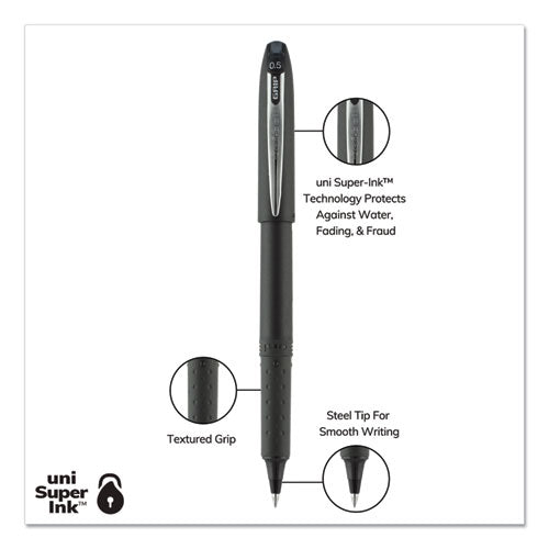uni-ball® wholesale. UNIBALL Grip Stick Roller Ball Pen, Micro 0.5 Mm, Blue Ink-barrel, Dozen. HSD Wholesale: Janitorial Supplies, Breakroom Supplies, Office Supplies.