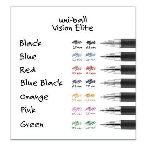 uni-ball® wholesale. UNIBALL Vision Elite Stick Roller Ball Pen, Bold 0.8 Mm, Black Ink, White-black Barrel. HSD Wholesale: Janitorial Supplies, Breakroom Supplies, Office Supplies.