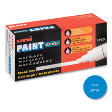 Load image into Gallery viewer, uni®-Paint wholesale. Permanent Marker, Broad Chisel Tip, Blue. HSD Wholesale: Janitorial Supplies, Breakroom Supplies, Office Supplies.