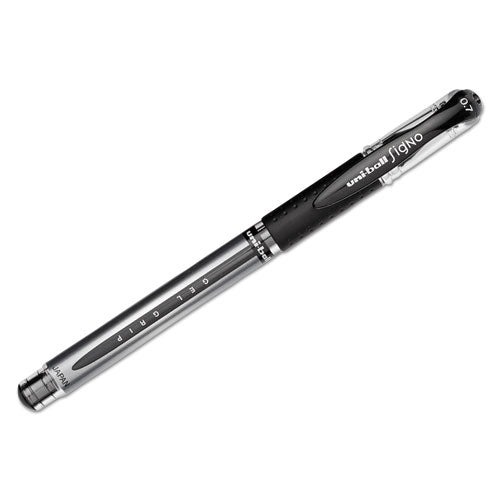 uni-ball® wholesale. UNIBALL Signo Grip Stick Gel Pen, 0.7mm, Black Ink, Silver-black Barrel, Dozen. HSD Wholesale: Janitorial Supplies, Breakroom Supplies, Office Supplies.