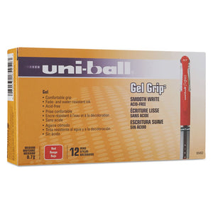 uni-ball® wholesale. UNIBALL Signo Grip Stick Gel Pen, Medium 0.7mm, Red Ink, Silver-red Barrel, Dozen. HSD Wholesale: Janitorial Supplies, Breakroom Supplies, Office Supplies.