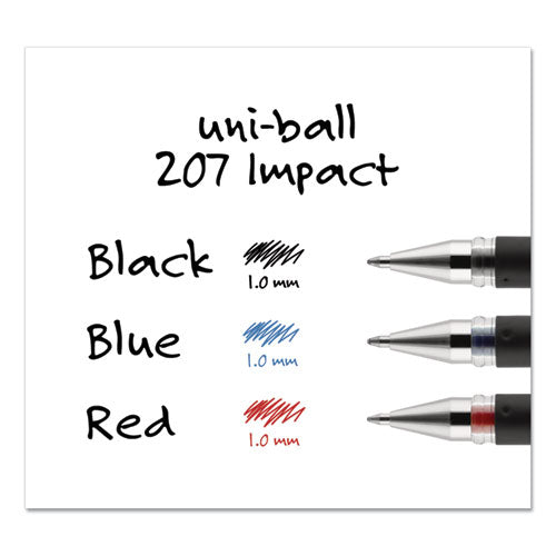 uni-ball® wholesale. UNIBALL 207 Impact Stick Gel Pen, Bold 1mm, Blue Ink, Black Barrel. HSD Wholesale: Janitorial Supplies, Breakroom Supplies, Office Supplies.