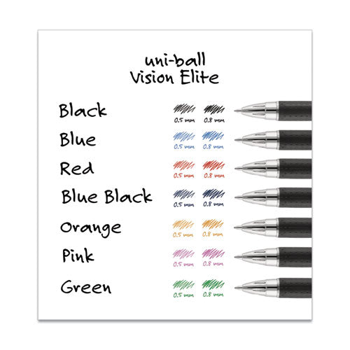 uni-ball® wholesale. UNIBALL Vision Elite Stick Roller Ball Pen, Super-fine 0.5 Mm, Black Ink, Black Barrel. HSD Wholesale: Janitorial Supplies, Breakroom Supplies, Office Supplies.