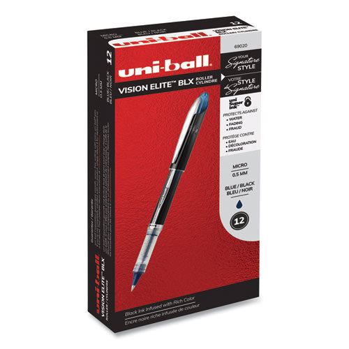 uni-ball® wholesale. UNIBALL Vision Elite Stick Roller Ball Pen, 0.5 Mm, Blue-black Ink, Black-blue Barrel. HSD Wholesale: Janitorial Supplies, Breakroom Supplies, Office Supplies.