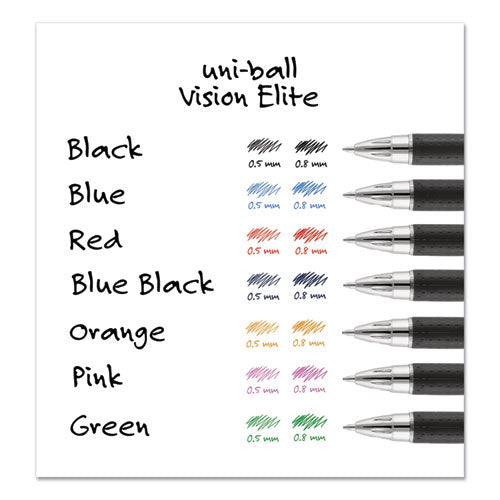 uni-ball® wholesale. UNIBALL Vision Elite Stick Roller Ball Pen, Super-fine 0.5 Mm, Blue Ink, Blue Barrel. HSD Wholesale: Janitorial Supplies, Breakroom Supplies, Office Supplies.