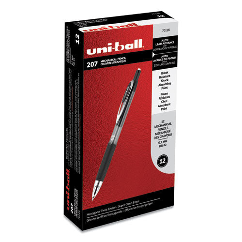 uni-ball® wholesale. UNIBALL 207 Mechanical Pencil, 0.7 Mm, Hb (#2), Black Lead, Black Barrel, Dozen. HSD Wholesale: Janitorial Supplies, Breakroom Supplies, Office Supplies.