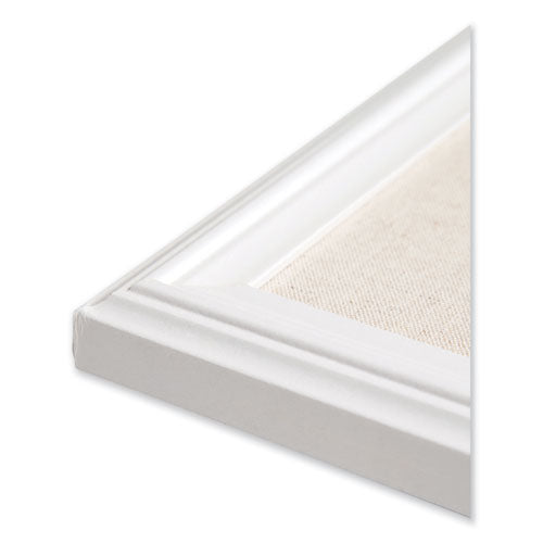 U Brands wholesale. Linen Bulletin Board With Decor Frame, 30 X 20, Natural Surface-white Frame. HSD Wholesale: Janitorial Supplies, Breakroom Supplies, Office Supplies.