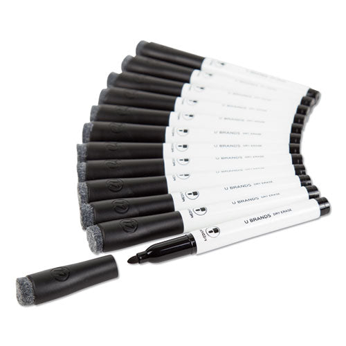 U Brands wholesale. Medium Point Low-odor Dry-erase Markers With Erasers, Black, Dozen. HSD Wholesale: Janitorial Supplies, Breakroom Supplies, Office Supplies.