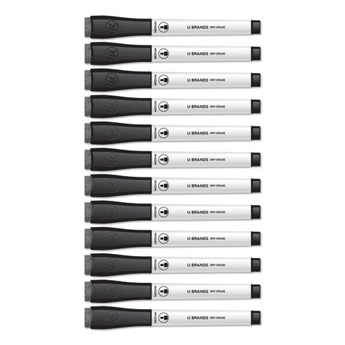 U Brands wholesale. Medium Point Low-odor Dry-erase Markers With Erasers, Black, Dozen. HSD Wholesale: Janitorial Supplies, Breakroom Supplies, Office Supplies.