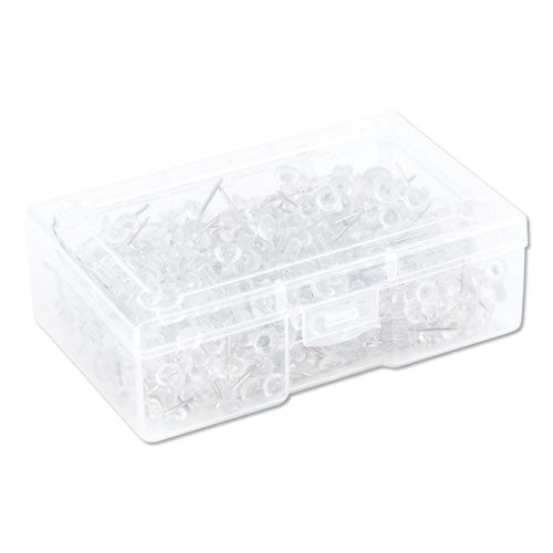 U Brands wholesale. Standard Push Pins, Plastic, Clear, Silver Pin, 7-16", 200-pack. HSD Wholesale: Janitorial Supplies, Breakroom Supplies, Office Supplies.