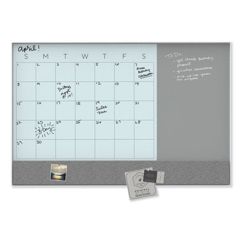 U Brands wholesale. 3n1 Magnetic Glass Dry Erase Combo Board, 24 X 18, Month View, White Surface And Frame. HSD Wholesale: Janitorial Supplies, Breakroom Supplies, Office Supplies.
