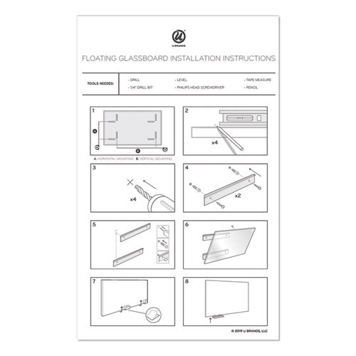 U Brands wholesale. Floating Glass Dry Erase Undated One Month Calendar, 48 X 36, White. HSD Wholesale: Janitorial Supplies, Breakroom Supplies, Office Supplies.
