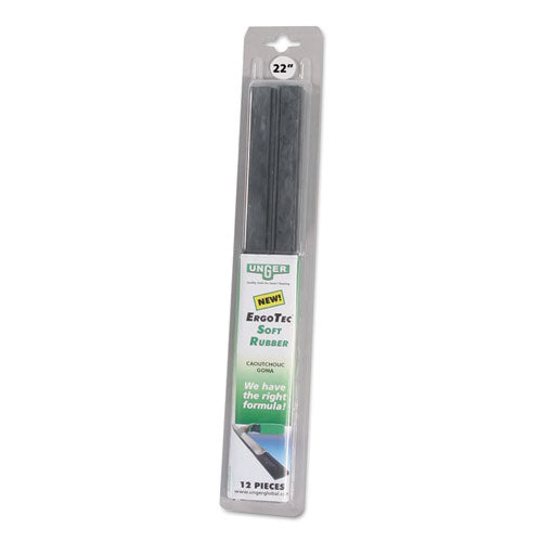 Unger® wholesale. UNGER Ergotec Replacement Squeegee Blades, 16 Inches, Black Rubber, Soft, 12-pack. HSD Wholesale: Janitorial Supplies, Breakroom Supplies, Office Supplies.