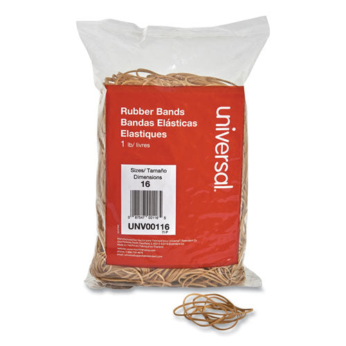 Universal® wholesale. UNIVERSAL® Rubber Bands, Size 16, 0.04" Gauge, Beige, 1 Lb Box, 1,900-pack. HSD Wholesale: Janitorial Supplies, Breakroom Supplies, Office Supplies.