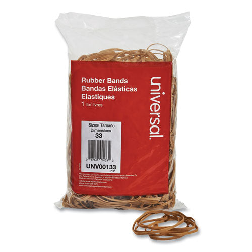 Universal® wholesale. UNIVERSAL® Rubber Bands, Size 33, 0.04" Gauge, Beige, 1 Lb Box, 640-pack. HSD Wholesale: Janitorial Supplies, Breakroom Supplies, Office Supplies.
