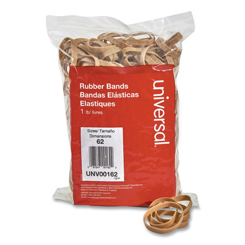 Universal® wholesale. UNIVERSAL® Rubber Bands, Size 62, 0.04" Gauge, Beige, 1 Lb Box, 490-pack. HSD Wholesale: Janitorial Supplies, Breakroom Supplies, Office Supplies.