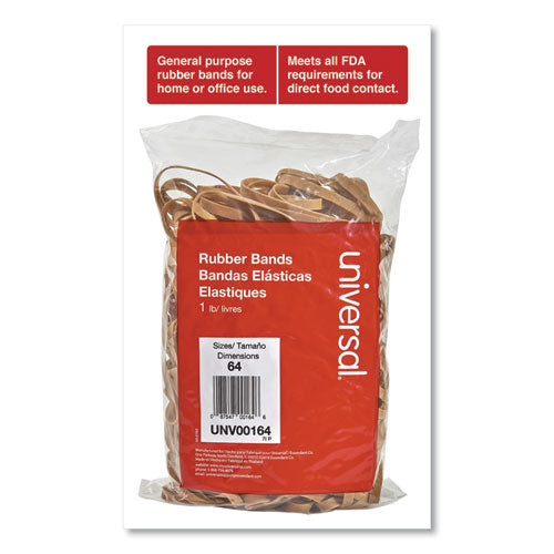 Universal® wholesale. UNIVERSAL® Rubber Bands, Size 64, 0.04" Gauge, Beige, 1 Lb Bag, 320-pack. HSD Wholesale: Janitorial Supplies, Breakroom Supplies, Office Supplies.