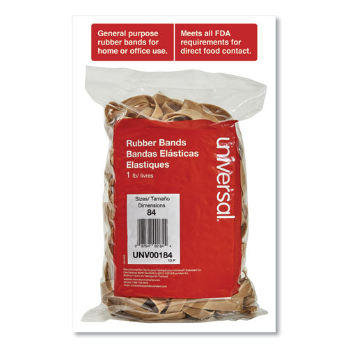 Universal® wholesale. UNIVERSAL® Rubber Bands, Size 84, 0.04" Gauge, Beige, 1 Lb Box, 155-pack. HSD Wholesale: Janitorial Supplies, Breakroom Supplies, Office Supplies.