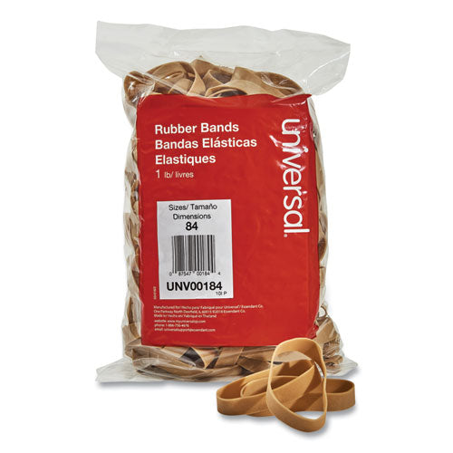 Universal® wholesale. UNIVERSAL® Rubber Bands, Size 84, 0.04" Gauge, Beige, 1 Lb Box, 155-pack. HSD Wholesale: Janitorial Supplies, Breakroom Supplies, Office Supplies.