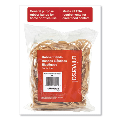 Universal® wholesale. UNIVERSAL® Rubber Bands, Size 33, 0.04" Gauge, Beige, 4 Oz Box, 160-pack. HSD Wholesale: Janitorial Supplies, Breakroom Supplies, Office Supplies.