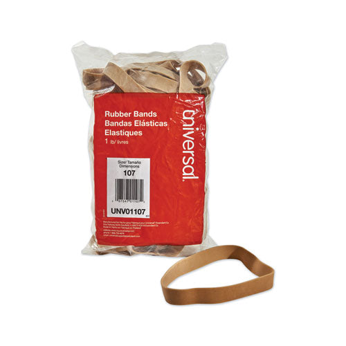 Universal® wholesale. UNIVERSAL® Rubber Bands, Size 107, 0.06" Gauge, Beige, 1 Lb Box, 40-pack. HSD Wholesale: Janitorial Supplies, Breakroom Supplies, Office Supplies.