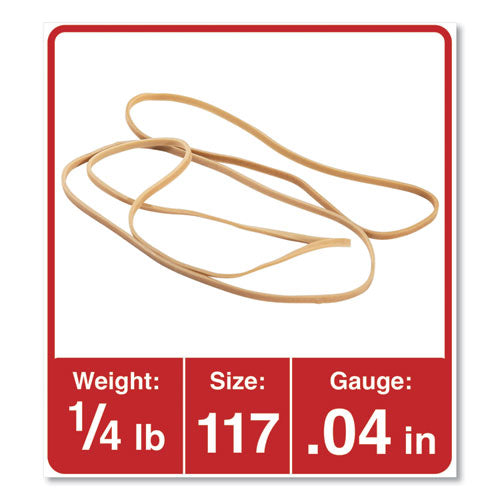 Universal® wholesale. UNIVERSAL® Rubber Bands, Size 117, 0.06" Gauge, Beige, 4 Oz Box, 50-pack. HSD Wholesale: Janitorial Supplies, Breakroom Supplies, Office Supplies.