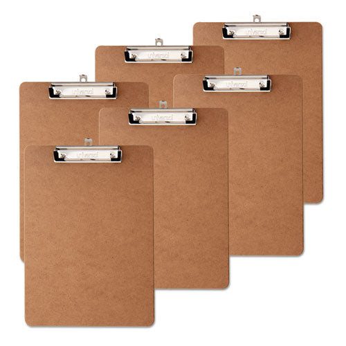 Universal® wholesale. UNIVERSAL® Hardboard Clipboard, 1-2" Capacity, Holds 8 1-2w X 12h, Brown, 6-pack. HSD Wholesale: Janitorial Supplies, Breakroom Supplies, Office Supplies.