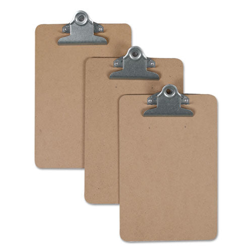 Universal® wholesale. UNIVERSAL® Hardboard Clipboard, 3-4" Capacity, 5 X 8 Sheets, Brown, 3-pack. HSD Wholesale: Janitorial Supplies, Breakroom Supplies, Office Supplies.