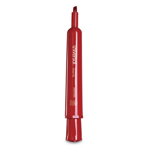 Universal™ wholesale. UNIVERSAL® Chisel Tip Permanent Marker, Broad, Red, Dozen. HSD Wholesale: Janitorial Supplies, Breakroom Supplies, Office Supplies.