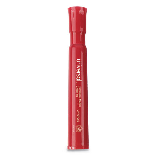 Universal™ wholesale. UNIVERSAL® Chisel Tip Permanent Marker, Broad, Red, Dozen. HSD Wholesale: Janitorial Supplies, Breakroom Supplies, Office Supplies.