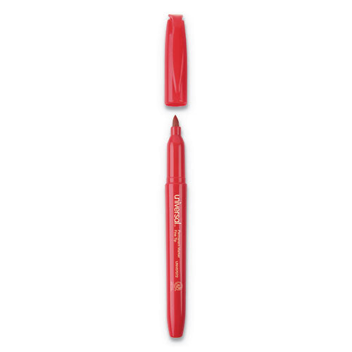 Universal™ wholesale. UNIVERSAL® Pen-style Permanent Marker, Fine Bullet Tip, Red, Dozen. HSD Wholesale: Janitorial Supplies, Breakroom Supplies, Office Supplies.