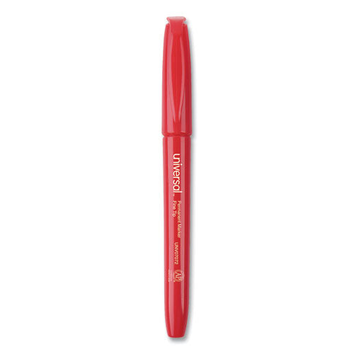 Universal™ wholesale. UNIVERSAL® Pen-style Permanent Marker, Fine Bullet Tip, Red, Dozen. HSD Wholesale: Janitorial Supplies, Breakroom Supplies, Office Supplies.