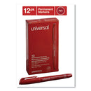Universal™ wholesale. UNIVERSAL® Pen-style Permanent Marker, Fine Bullet Tip, Red, Dozen. HSD Wholesale: Janitorial Supplies, Breakroom Supplies, Office Supplies.